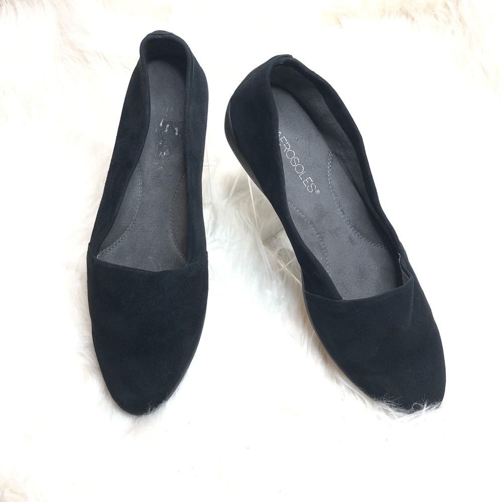 Aerosoles black suede comfort flat shoes